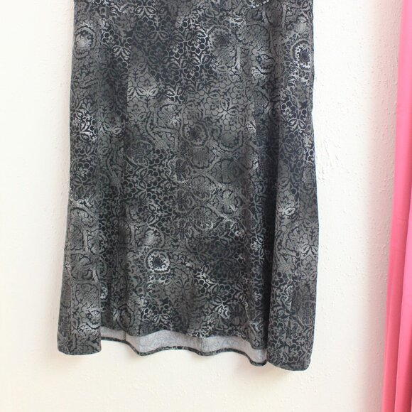 #422 Christopher & Banks Stretch Black Grey Patterned Skirt Size 14W - Picture 2 of 9